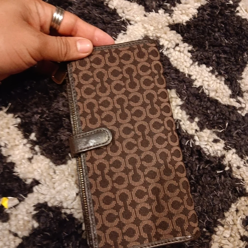 Coach Brown Canvas Logo Signature Wallet